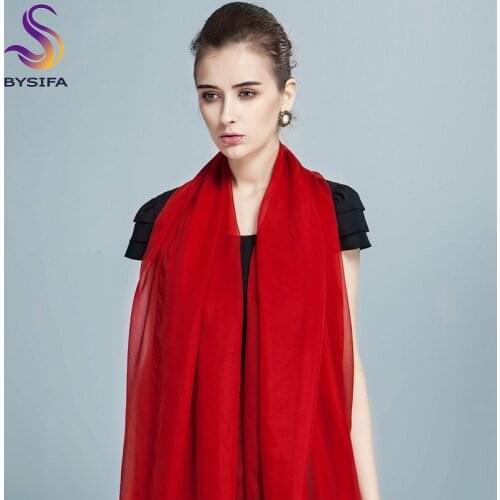 Ladies Red Long Silk Scarf Shawl 2017 Summer Women Beach Towel Cover Up Spring Autumn Fashion Accessories Sexy Red Long Scarves