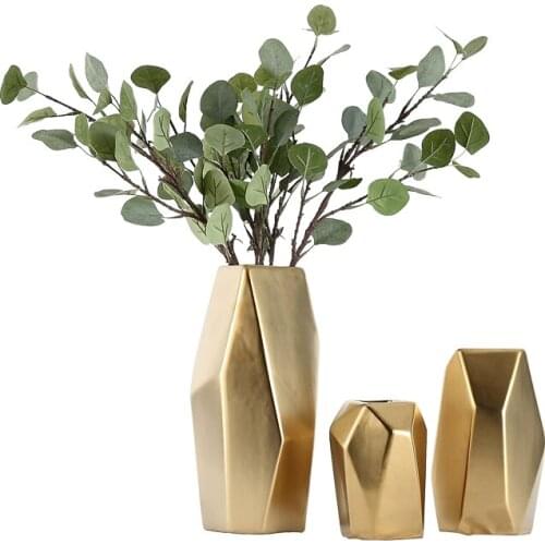 Gold Geometric Flower Vase Centerpiece Vases Home Decor Big Vase For Living Room
