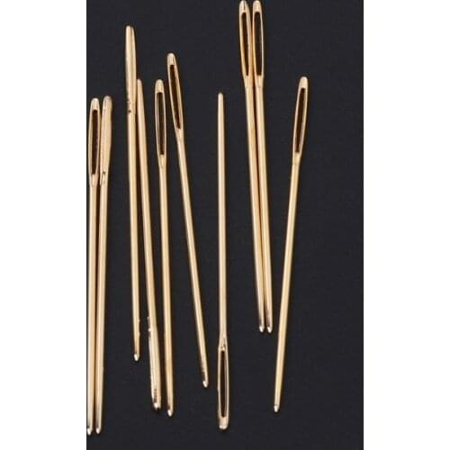10 PCS Golden Embroidery Fabric Cross Stitch Cloth Needles Size 22# 24# 26# 28# l29k