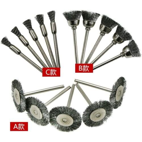 15pcs Brush Set Steel Wire Wheel Burr Abrasive Head Deburring Drill Tools Wheel Dremel Wire For Dremel Tools Accessories