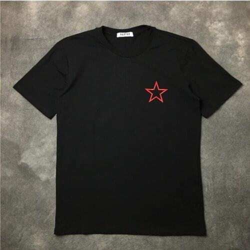 19ss Men geometry New Red Star T Shirts kanye T-Shirt Hop Skateboard Street Cotton T-Shirts Tee Top Hip hot High #C26