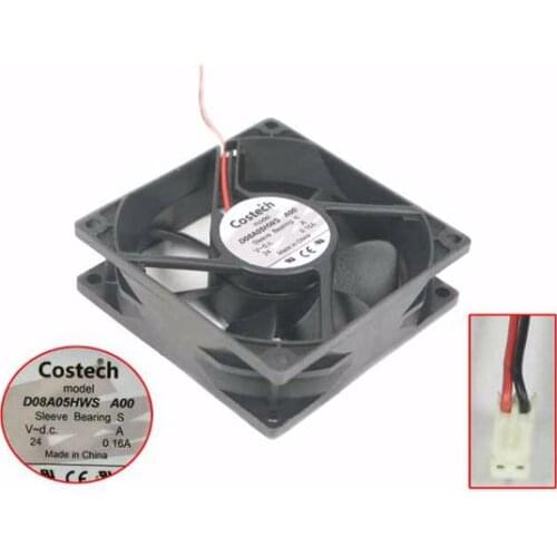 Costech D08A05HWS DC 24V 0.16A 80x80x25mm 2-Wire Server Cooling Fan