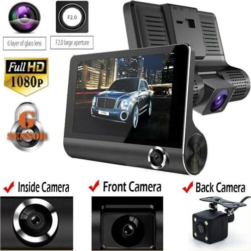 4" HD 1080P Dual Lens Rearview Car DVR Camera Video Recorder Dash Cam G-Sensor