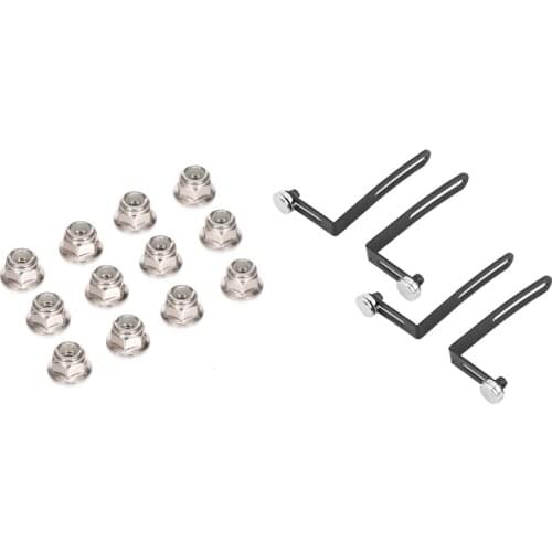 4PCS RC Car Shell Body Mount Metal L-Bracket with Magnet for Axial SCX10 90046 D90 & 12PCS Metal 4mm M4 Wheel Lock Nuts