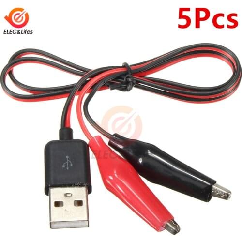 5Pcs USB Alligator Clip Plug Crocodile Wire Male AV To USB Tester Detector DC Voltage Meter Ammeter Capacity Power Meter Monitor