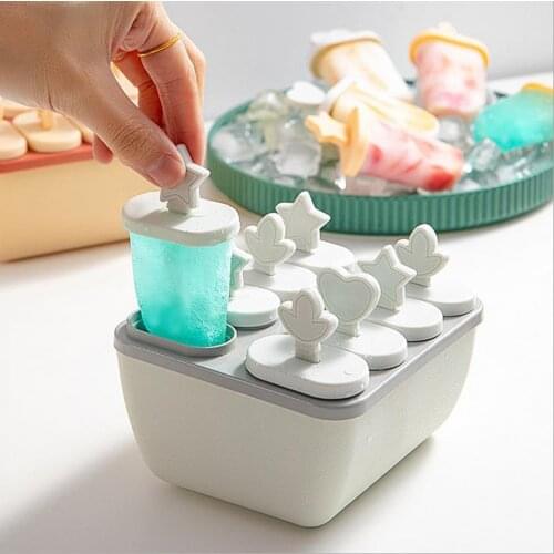 8 Lattice Household Popsicle Mould Reusable Frozen Popsicle Maker with Stick and Anti-Drip Protection