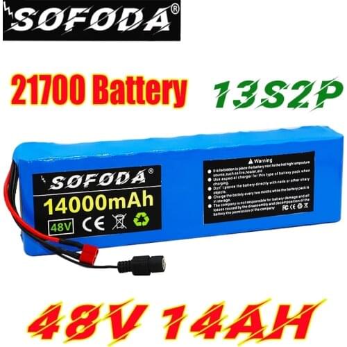 21700 48V 14Ah Battery Pack 500W 800W 1000W High Power 13S2P Batteries for 54.6V 14000mAh Ebike Electric Bicycle BMS T Plug