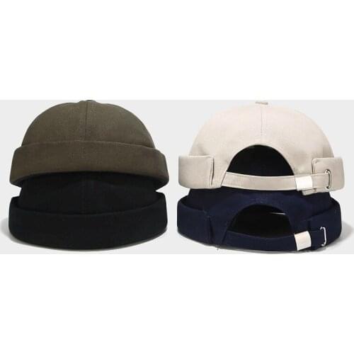 Unisex Sailor Biker Cap Streetwear Pumpkin Vintage Navy Brimless Beanies Fashion Hip-Hop Hat Melon Casual Short Harajuku bonnet