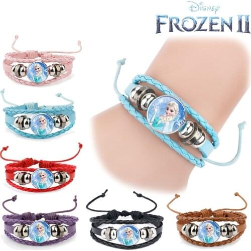 NEW Frozen 2 Beaded Bracelet Disney Girl Princess Series Wristband Length Adjustable Anime Figure Toys Kids Christmas Gifts