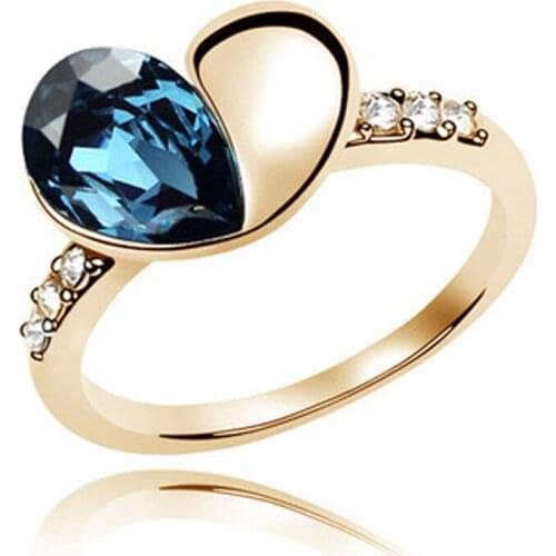 Austrian crystals Heart to heart stainless steel rings for women wholesale famous designer jewelry for women