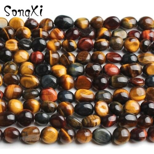 6-8mm Irregular Shape Freeshape Natural Colorful Tiger Eye Loose Spacer Beads for Jewelry Making DIY Necklace Bracelet 15 Inches