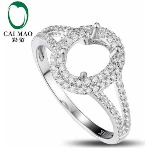 CaiMao Oval cut Semi Mount Ring Settings &0.35 ct Diamond 18k White Gold Gemstone Engagement Ring Fine Jewelry