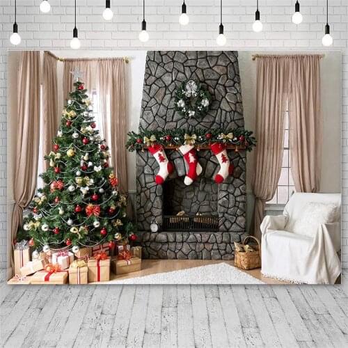 Avezano Photography Backdrops Merry Christmas Tree Winter Fireplace Socks Sofa Decor Kids Banners Backgrounds For Photo Studio