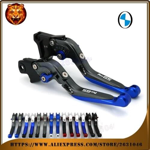 For BMW F800GS F800 GS 2008-2018 Motobike LOGO Blue Black Motorcycle Adjustable Folding Extendable Brake Clutch Lever