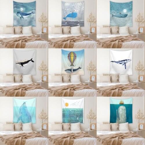 Cartoon Tapestry Decor Children Room Cute Whale Bear Paint Tapestry Wall Hanging Decorative Home Living Room Polyester Tapiz