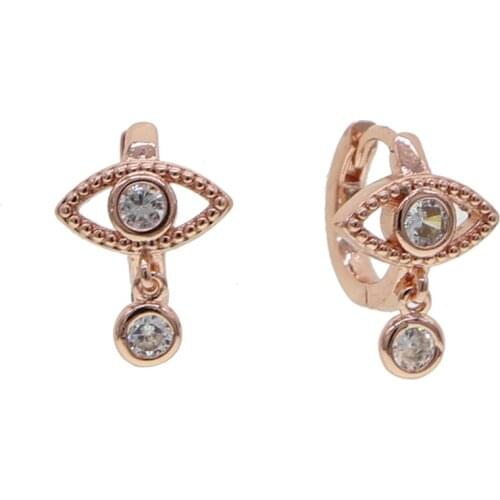 Delicate dainty mini huggie hoop small cz hoops cute lovely evil eye girl women earring