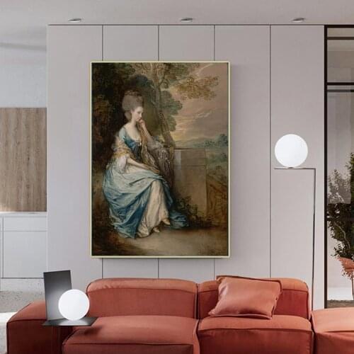 Citon Thomas Gainsborough《Portrait of Anne, Countess of Chesterfield》Canvas Oil Painting Charming lady Picture Home Decoration