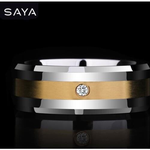 Ring for Men, 14K Gold Ring, Personalized Diamond Ring, Business Trendy Fashion Luxury Gift, Free Shipping, Engraving