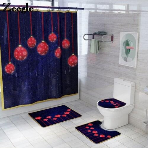 Bathroom Carpet Bath Mat and Shower Curtain Set Flannel Toilet Rugs Anti-slip Shower Room Floor Mats Bathroom Carpet Rug