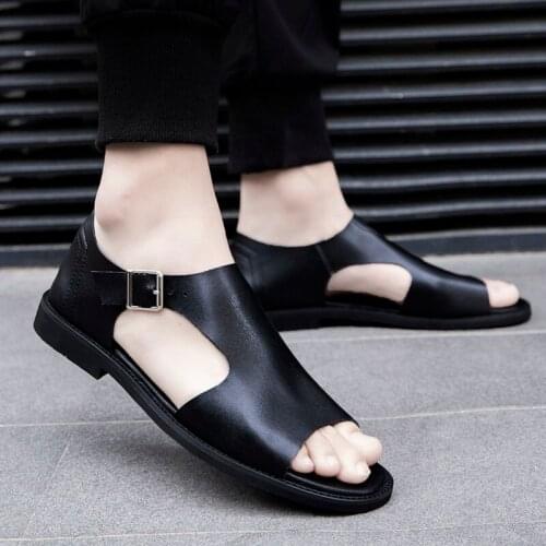 Summer Fashion Mens Sandals Outdoor Genuine Leather Hot Sale Breathable Light Men Roman Beach Sandals Footwear Slippers w5