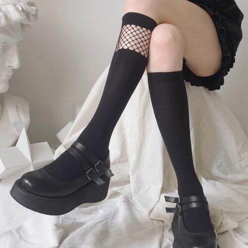Fashion Women Mesh Velvet Leg Socks JK Cosplay Costumes Accessories Uniform Dark Girl Fashion Fishnet Stockings Lolita