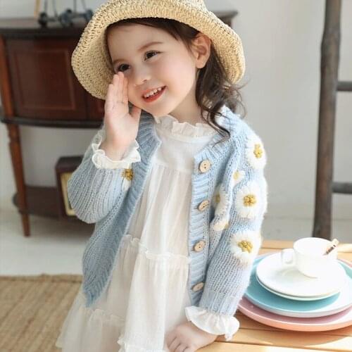 Fashion Floral Embroidery Knit Long Sleeve Sweater Tops Infant Baby Girls Soft Casual Jackect Cardigan Spring Autumn Clothing