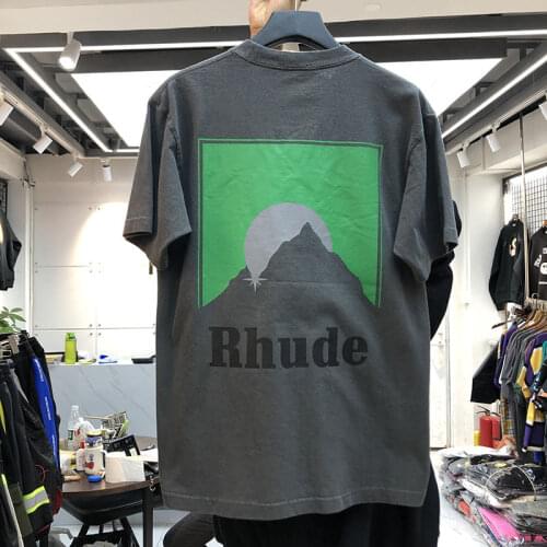 RHUDE T-shirt Men Women Vintage Design T-shirts 2021 Casual Hairstyle image Logo Print Tee Cotton Summer Spring Top Gothic Y2k