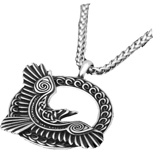 Stainless Steel Viking Mens Necklace Odin Crow Titanium Steel Necklace Jewelry Wholesale