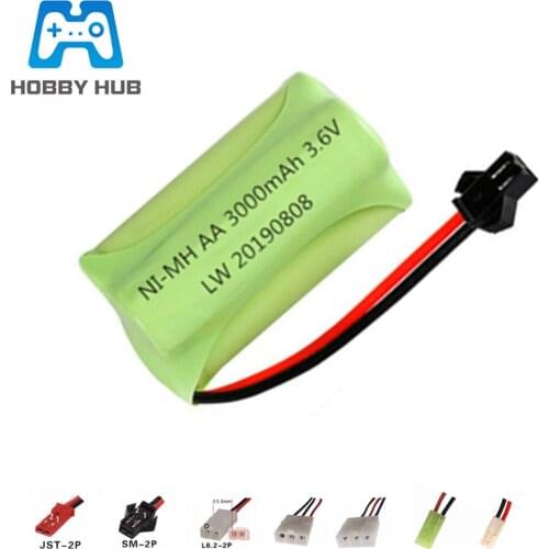 Ni-MH 3000mAh 3.6v Rechargeable Battery For RC Toy Car Boats Trains Robot Guns Parts AA 3.6v 2400mah Ni-MH Battery Pack SM Plug