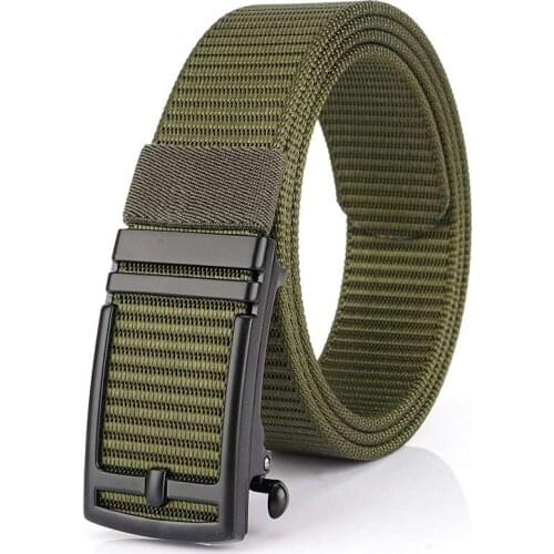 Toothless Buckle Belt Mens Vintage Belt Male Nylon Leather Waistband Leather Strap Width:3.4cm