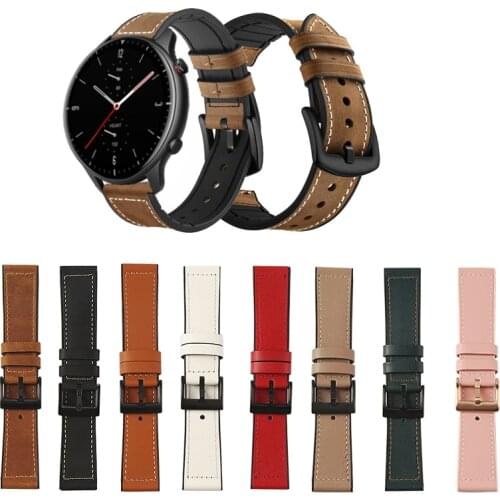 Fashion Leather Silicone Watch Band Strap for Huami Amazfit Pace /Stratos / GTR 2 2e Replacement Correa Wrist straps 20mm 22mm
