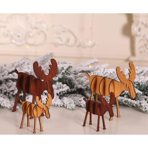Christmas DIY Elk Wood Decoration Assembling Christmas Decorations Wooden Pendants Party Decorations Office Desktop Decoration