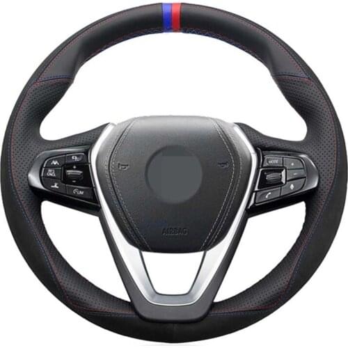 DIY Black Genuine Leather Suede Car Steering Wheel Cover for BMW X3 X5 G05 G20 G21 G30 G31 G32 X7 G07 G01 X4 G02 Z4 G29