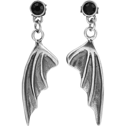 Personality Silver Color Devil Wings Dangle Earrings Gothic Style Punk Earrings for Women Men Drop Earrings Party Jewelry Gifts
