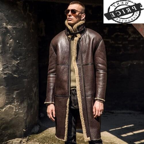 Natural Genuine Winter Leather Fur Coat Men Clothes Fashion Streetwear 100% Real Fur Coat Man Wool Liner Sheepskin Coats 20a2