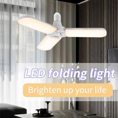 Foldable Fan Blade Light E27 AC 95V-265V Warm White Cool White Household 2 Leaf 3 Leaf 4 Leaf Bulbs for Garage Industrial Lights