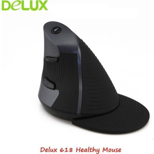 Delux M618 Ergonomic Wireless Vertical Mouse 6 Button Gaming Mouse 1600DPI Optical USB Computer Mice For Gamer PC Laptop Desktop