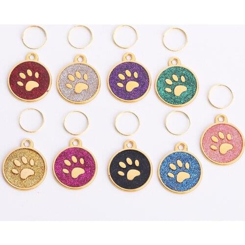 Dog Tags Engraved Footprints Pet Pendant for Collar Personalized Dog ID Tags Cat Nameplate Anti-lost Puppy Tag Dog Accessories