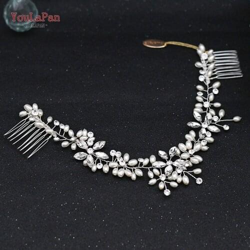 YouLaPan HP128 Pearl Bridal Hair Comb Vintage Rhinestone Bridal Hair Comb Metal Wedding Women Headbands Hair Wedding Accessories