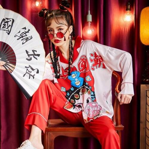 Women Sleepwear Chinoiserie Summer Pajamas The Tide High Quality Snow and Ice Silk Plus Size Pajama Set Princess Style Spring