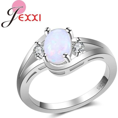 Hot Sale Women Wedding Engagement Rings 925 Sterling Silver Prong Setting Top Quality Opal Best Gift For Lover