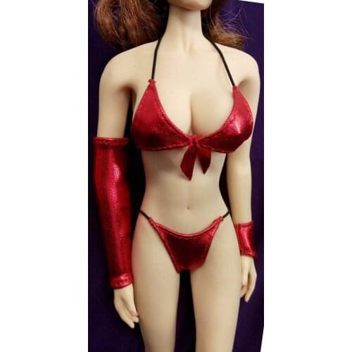 1set Custom 1/6th Figure Red Bikini For 12" Female Middle Bust Body Doll