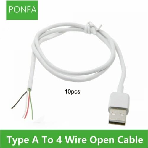 10PCS Usb 2.0 Type A Male To 4 Wire Open Cable For DIY Welding Welding