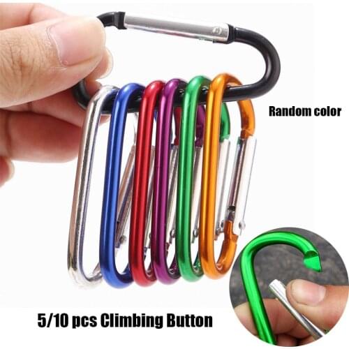 5/10pcs Random New Outdoor Sports Equipment Safety Climbing Button Camping Hiking Hook Alloy Carabiner Buckle Keychain