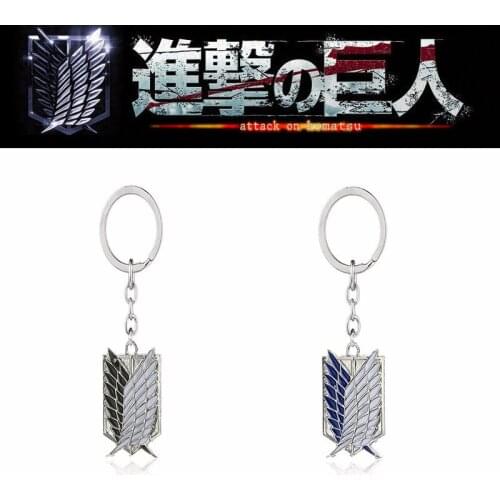 Anime Attacking Giant Metal Black and White Wings of Liberty Logo Keychain Bag Jewelry Pendant Exquisite Gift