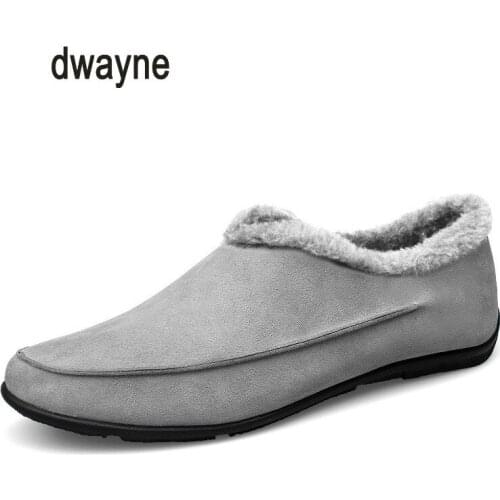 Brand 2018 Cow Suede Male For Men Boat Shoes Adult Winter Warm Comfortable Short Plush Lace Up Footwear Designer Quality37-48