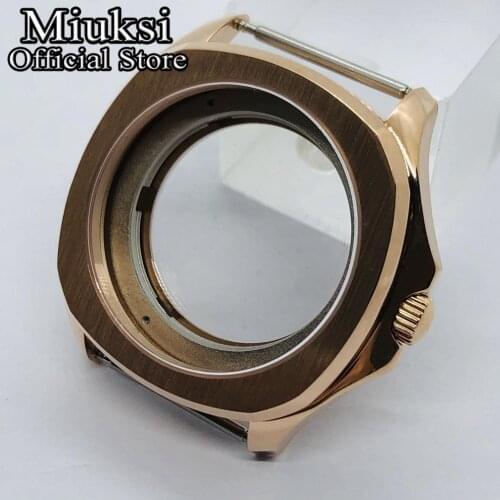 Miuksi 40mm rose gold watch case sapphire glass fit ETA 2836 Miyota 8205 8215 821A Mingzhu DG 2813 3804 Seagull ST1612 movements