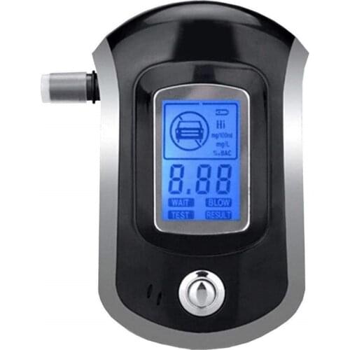 AT6000 New Breathalyzer Alcohol Detector Digital LCD Screen Battery Power Hand-Hold Professional BAC Trackerwith 5 Mouthpieces