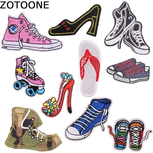 ZOTOONE Colorful Shoes Iron on Patches for Clothing Wild Decors Embroidery Patch DIY Military Cloth Badges Application Accessory