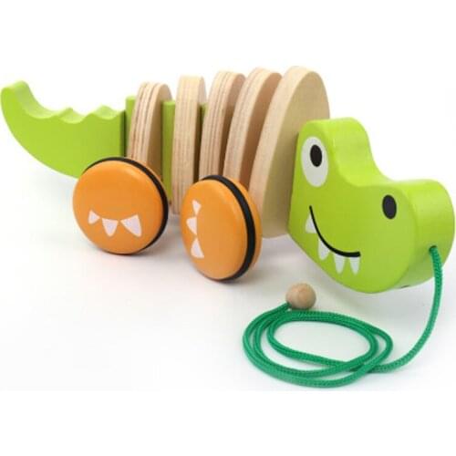 Wooden Children Toy Puppy / Alligator Cartoon Model Building Blocks Educational Toys Body Twistable Dragging Building Block Toys
